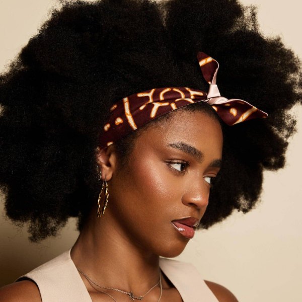 Warm brown satin hair tie