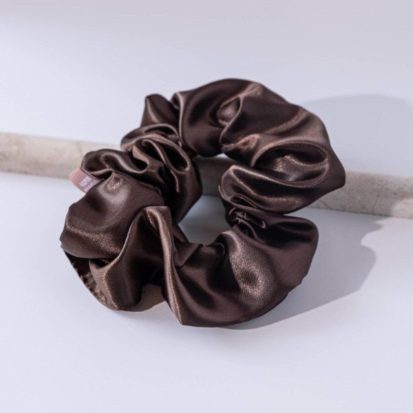 Deep espresso brown satin scrunchie