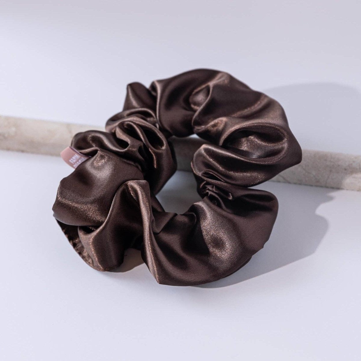 Deep espresso brown satin scrunchie