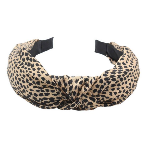 Leopard print knotted headband shown flat