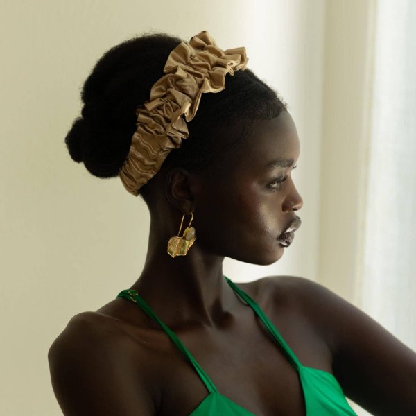 Latte crown ruched headband