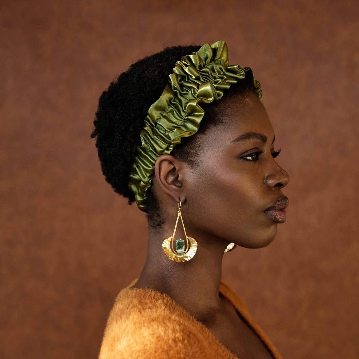 Moringa green crown ruched headband