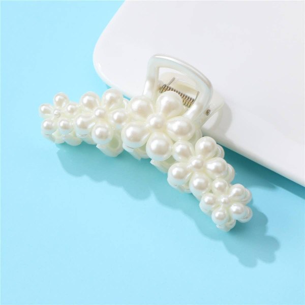 Pearl detailed flower hair claw clip in a second colorway