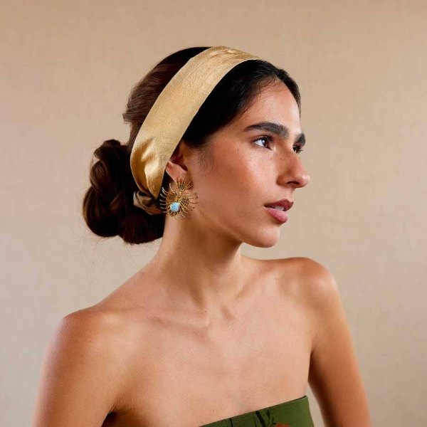 Pearl neutral satin lined tie headband