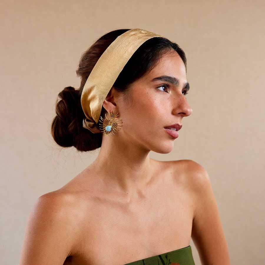 Pearl neutral satin lined tie headband